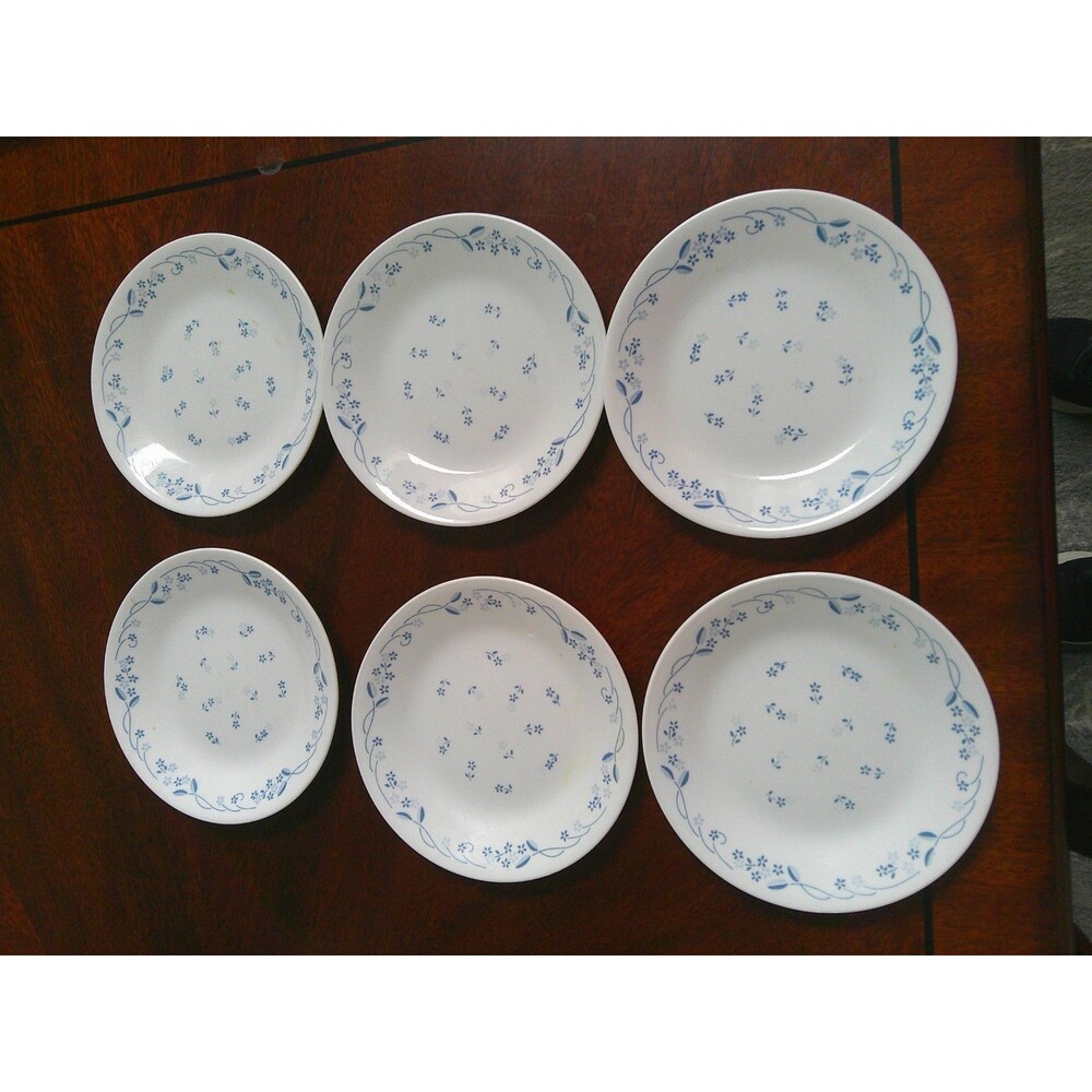 Vintage Corelle Provincial Blue Flower/Vines 6 3/4" Bread/Dessert Plate Set-of-6